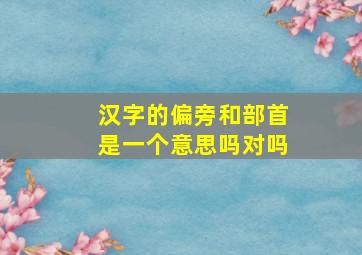 汉字的偏旁和部首是一个意思吗对吗