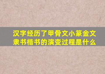 汉字经历了甲骨文小篆金文隶书楷书的演变过程是什么