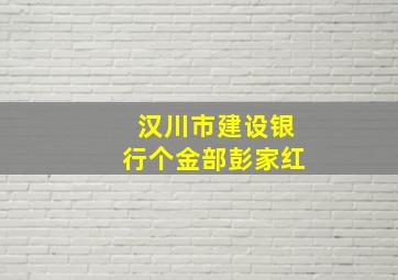 汉川市建设银行个金部彭家红