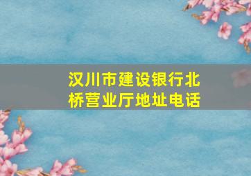 汉川市建设银行北桥营业厅地址电话