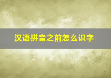 汉语拼音之前怎么识字