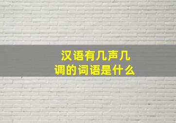 汉语有几声几调的词语是什么