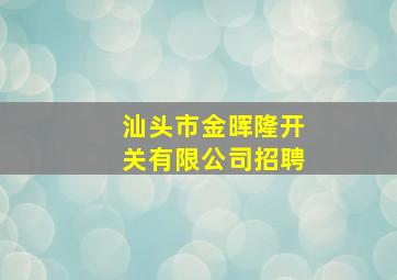 汕头市金晖隆开关有限公司招聘