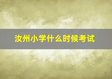 汝州小学什么时候考试