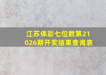 江苏体彩七位数第21026期开奖结果查询表