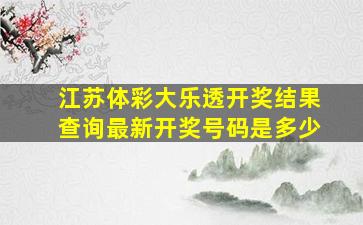 江苏体彩大乐透开奖结果查询最新开奖号码是多少