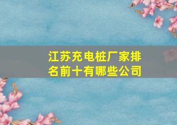 江苏充电桩厂家排名前十有哪些公司