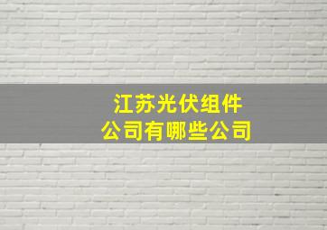 江苏光伏组件公司有哪些公司