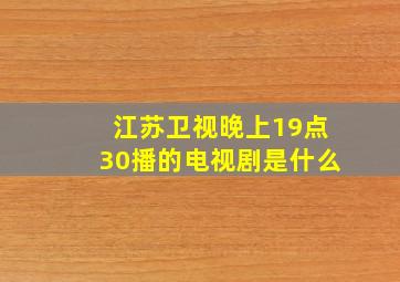 江苏卫视晚上19点30播的电视剧是什么