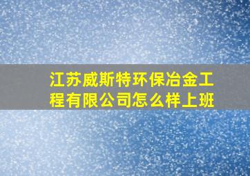 江苏威斯特环保冶金工程有限公司怎么样上班