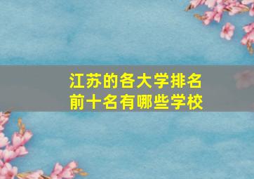 江苏的各大学排名前十名有哪些学校