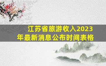 江苏省旅游收入2023年最新消息公布时间表格