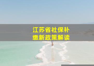 江苏省社保补缴新政策解读