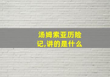 汤姆索亚历险记,讲的是什么