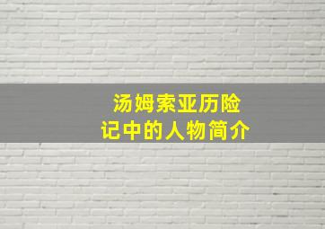 汤姆索亚历险记中的人物简介