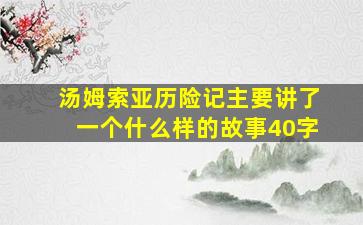 汤姆索亚历险记主要讲了一个什么样的故事40字