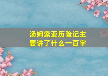 汤姆索亚历险记主要讲了什么一百字