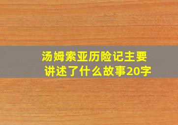 汤姆索亚历险记主要讲述了什么故事20字