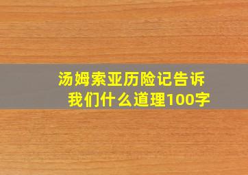 汤姆索亚历险记告诉我们什么道理100字