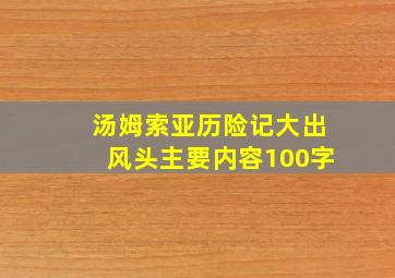 汤姆索亚历险记大出风头主要内容100字