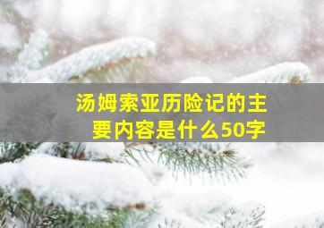 汤姆索亚历险记的主要内容是什么50字