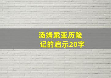 汤姆索亚历险记的启示20字