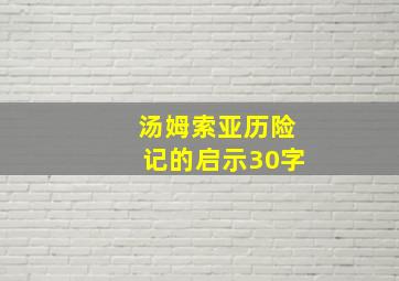 汤姆索亚历险记的启示30字