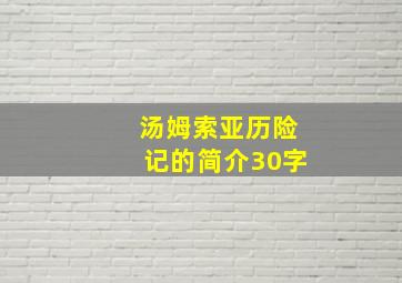 汤姆索亚历险记的简介30字