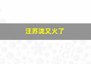 汪苏泷又火了