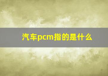 汽车pcm指的是什么