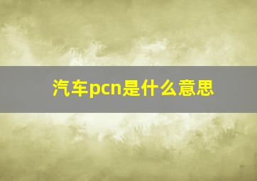 汽车pcn是什么意思