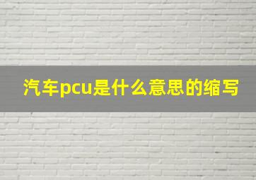 汽车pcu是什么意思的缩写