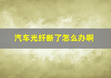 汽车光纤断了怎么办啊