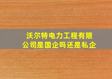 沃尔特电力工程有限公司是国企吗还是私企