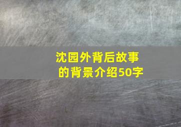 沈园外背后故事的背景介绍50字