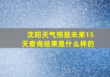 沈阳天气预报未来15天查询结果是什么样的