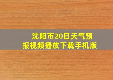 沈阳市20日天气预报视频播放下载手机版