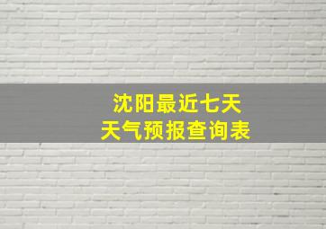 沈阳最近七天天气预报查询表