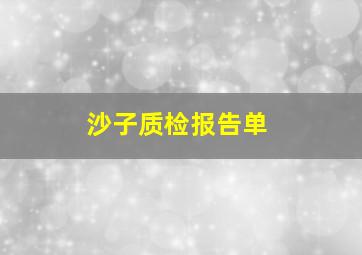 沙子质检报告单