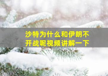 沙特为什么和伊朗不开战呢视频讲解一下