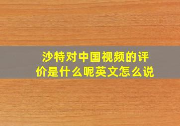 沙特对中国视频的评价是什么呢英文怎么说