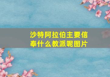 沙特阿拉伯主要信奉什么教派呢图片