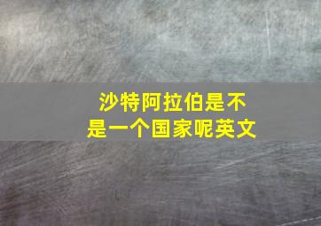 沙特阿拉伯是不是一个国家呢英文