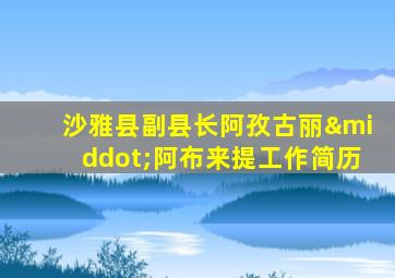 沙雅县副县长阿孜古丽·阿布来提工作简历