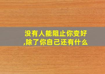 没有人能阻止你变好,除了你自己还有什么