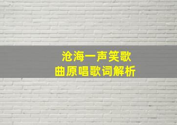 沧海一声笑歌曲原唱歌词解析