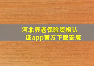 河北养老保险资格认证app官方下载安装