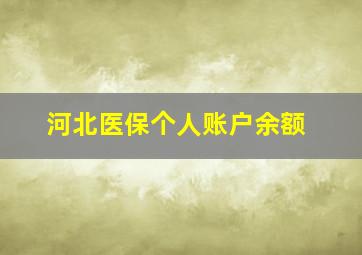 河北医保个人账户余额