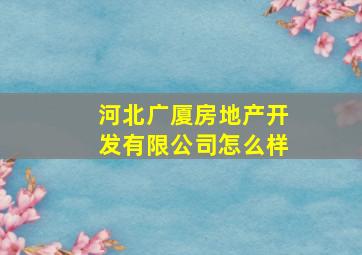 河北广厦房地产开发有限公司怎么样