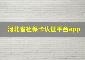 河北省社保卡认证平台app